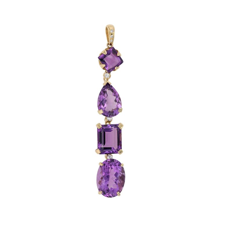 Acheter Pendentif diamants 0.19 carat et améthystes or jaune 12.18g Comme neuf - 2100,00 € Pendentif diamants 0.19 carat et améthystes or jaune 12.18g Comme neuf - reconditionné disponible sur Gemme Les Bijoux